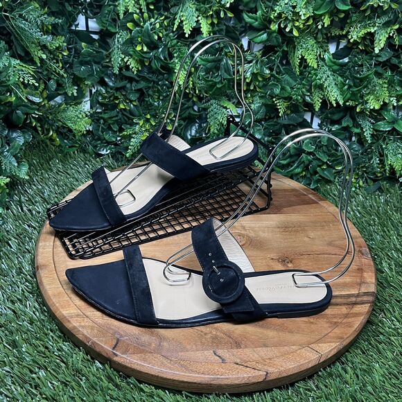 GIANVITO ROSSI Flats Women 41EU/10US Black Made In Italy Suede Sandals 2270 - Picture 3 of 11